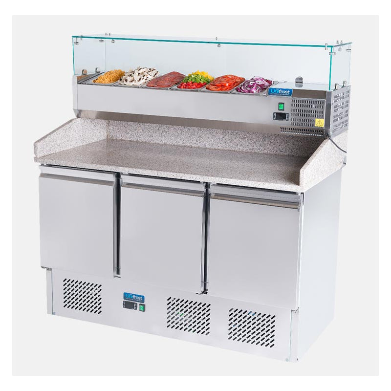 Maestro ESL3852GR-PZ Pizza Prep Fridge with Chilled toppings unit